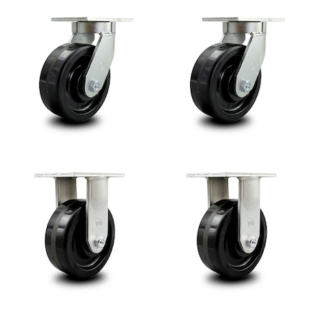 Service Caster 8 Inch Extra Heavy Duty Phenolic Wheel Caster Swivel 2 Rigid SCC, 4PK SCC-KP92S830-PHR-2-R-2